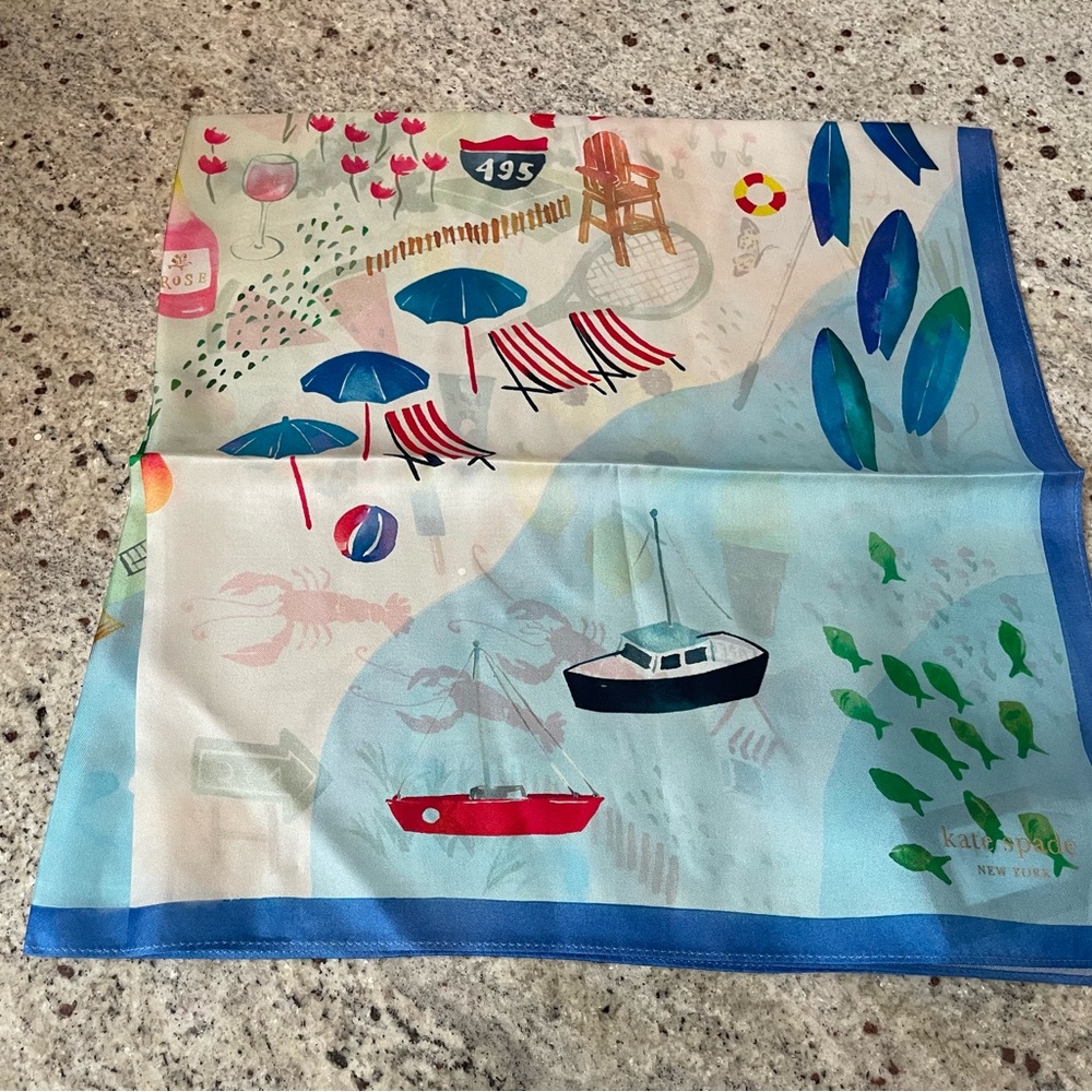 Montauk Map Silk Square Scarf  from Kate Spade New York - Picture 7 of 9